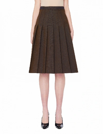 Shop Maison Margiela Brown Pleated Wool Midi Skirt