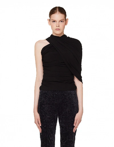 Shop Balenciaga Black Draped C One-shoulder Top