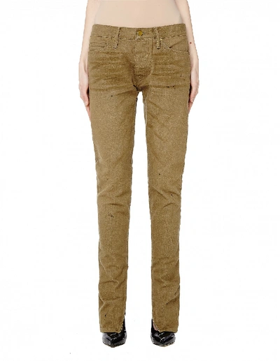 Shop Fear Of God Vintage Gold Selvedge Denim Jean In Khaki