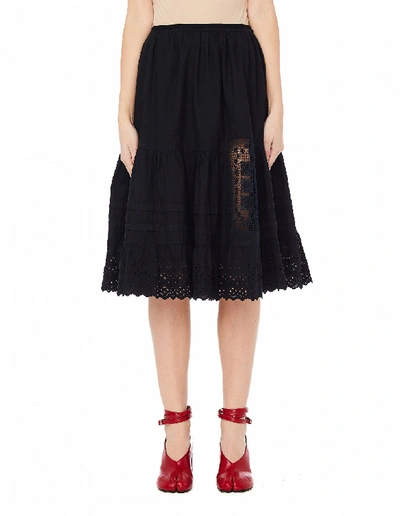 Shop Blackyoto Black Cotton & Lace Yuki Skirt