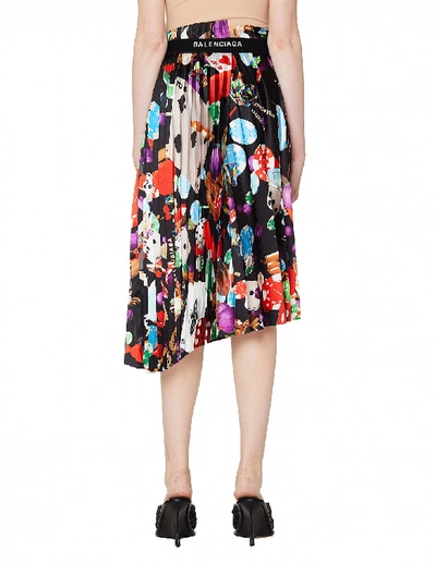 Shop Balenciaga Printed Pleated Skirt In Multicolor