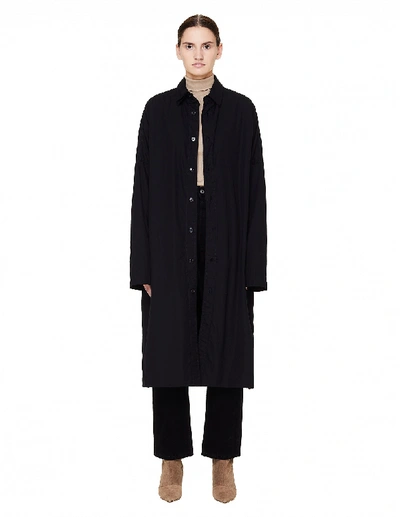 Shop Yohji Yamamoto Black Double Layered Coat