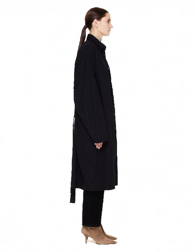 Shop Yohji Yamamoto Black Double Layered Coat