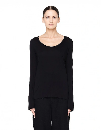 Shop The Row Scoop Neck Cotton Long Sleeve T-shirt In Black