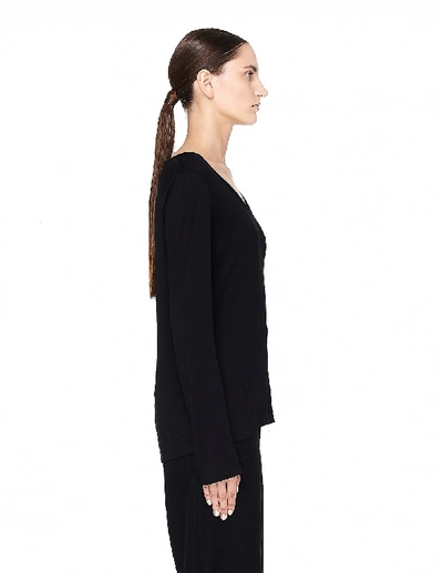 Shop The Row Scoop Neck Cotton Long Sleeve T-shirt In Black