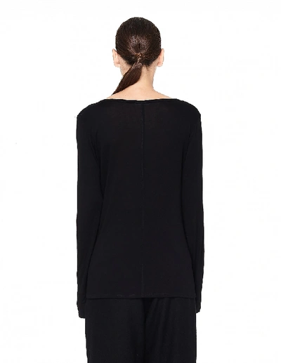 Shop The Row Scoop Neck Cotton Long Sleeve T-shirt In Black