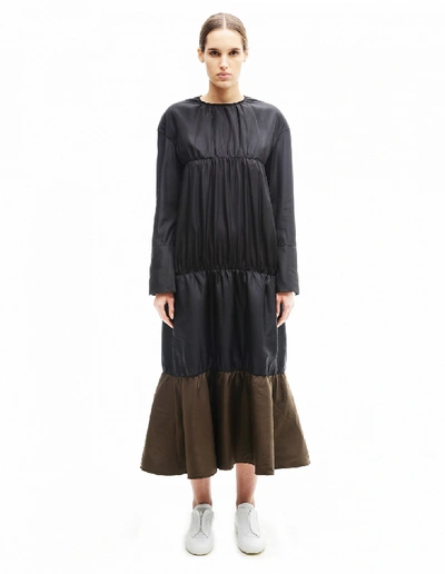 Shop Marni Silk And Acetate Dress In Black