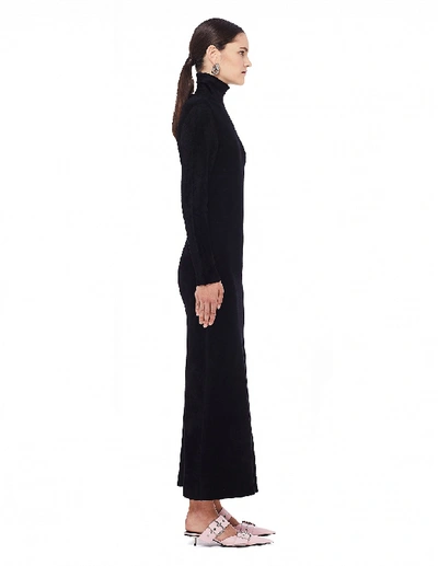 Shop Balenciaga Black Velvet Turtleneck Fitted Dress