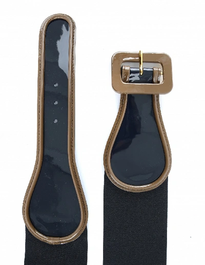 Shop Marni Leather & Textile Elastic Belt In Black
