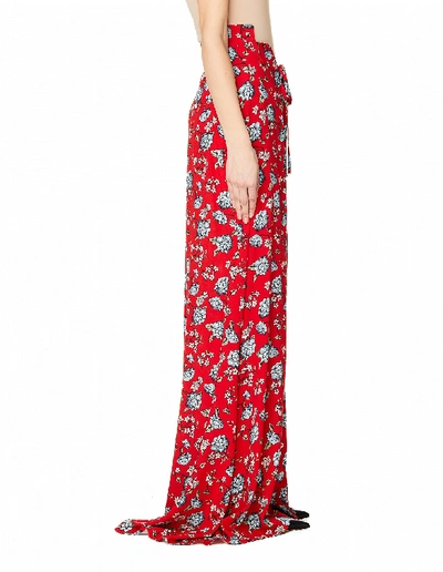 Shop Vetements Red Flower Printed Maxi Skirt In Multicolor