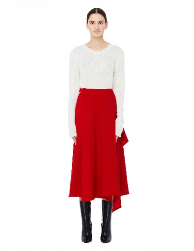 Shop Yohji Yamamoto Red Wool Wrap Skirt