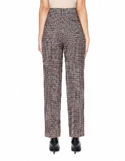 Shop Balenciaga Carrots Wool Vichy High Waisted Pants In Brown