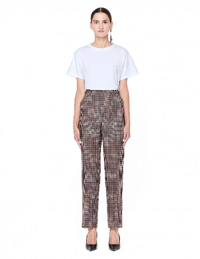 Shop Balenciaga Carrots Wool Vichy High Waisted Pants In Brown