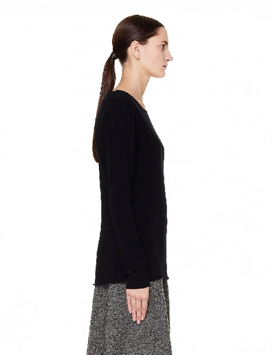 Shop Yohji Yamamoto Black Round Neck Cashmere Sweater