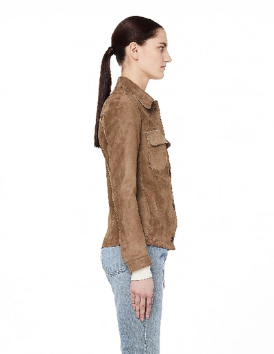 Shop Salvatore Santoro Beige Suede Shirt Jacket