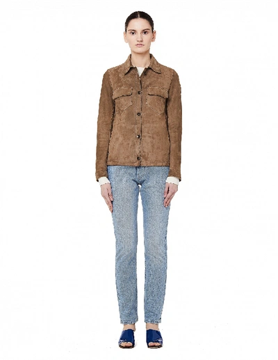 Shop Salvatore Santoro Beige Suede Shirt Jacket