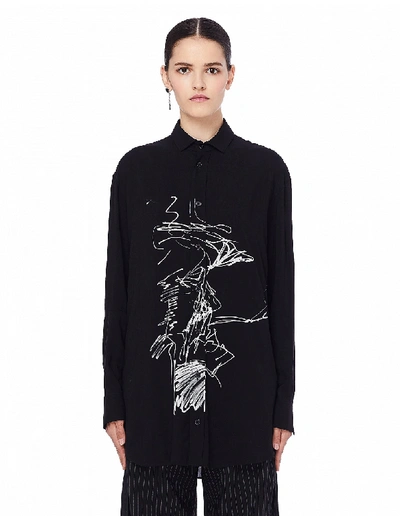 Shop Yohji Yamamoto Black Printed Shirt