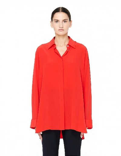 Shop The Row Big Sisea Oversized Silk Shirt In Red