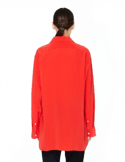 Shop The Row Big Sisea Oversized Silk Shirt In Red