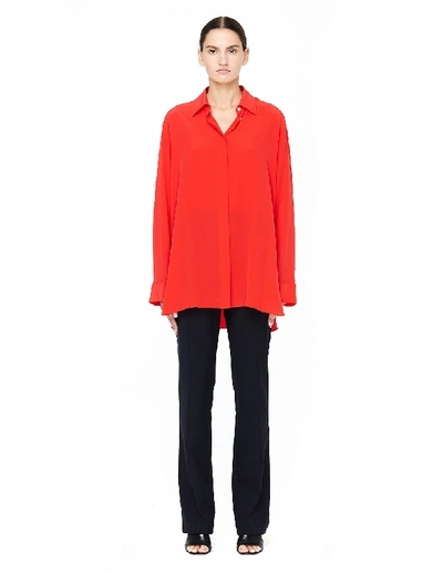 Shop The Row Big Sisea Oversized Silk Shirt In Red