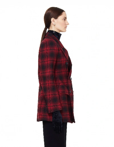 Shop Balenciaga Hourglass Wool Checked Jacket In Red