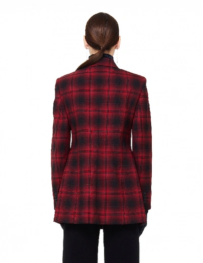 Shop Balenciaga Hourglass Wool Checked Jacket In Red