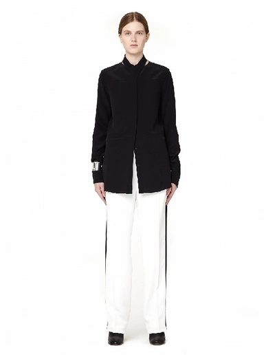 Haider Ackermann Side-stripe High-rise Straight Rayon Trousers In White