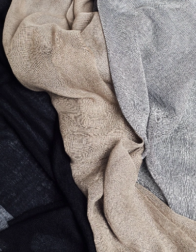 Shop Y's Black Grey & Beige Cotton Scarf In Multicolor