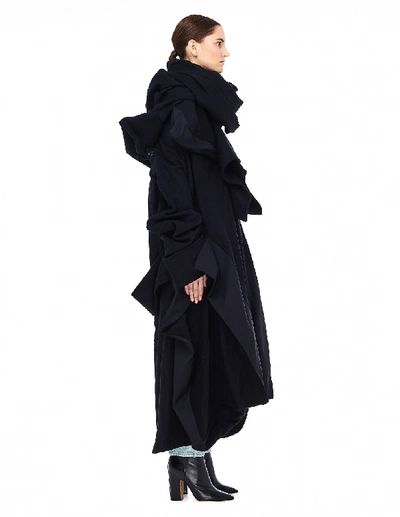 Shop Yohji Yamamoto Black Wool Coat