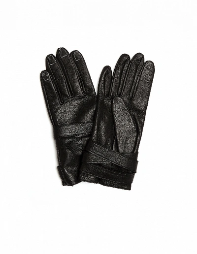 Shop Yohji Yamamoto Black Leather Gloves