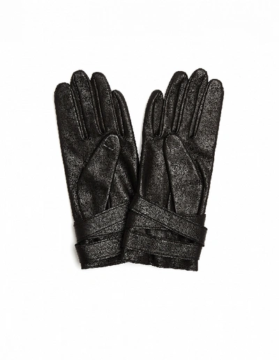 Shop Yohji Yamamoto Black Leather Gloves