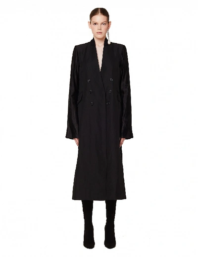 Shop Ann Demeulemeester Black Linen Francis Coat