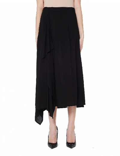 Shop Yohji Yamamoto Black Asymmetric Skirt