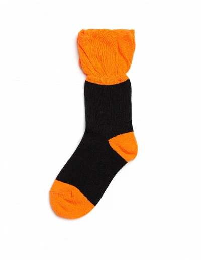Shop Yohji Yamamoto Black & Orange Cotton Socks