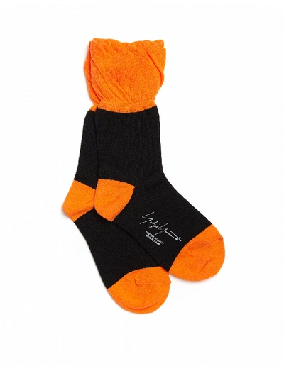 Shop Yohji Yamamoto Black & Orange Cotton Socks