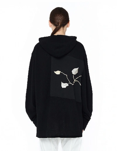 Shop Blackyoto Cashmere Hoodie With Silk Embroidery In Black