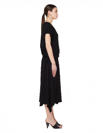 Shop Yohji Yamamoto Black Draped Sleeveless Dress