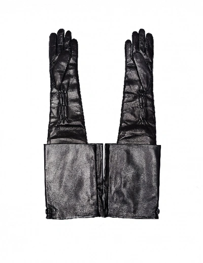 Shop Ann Demeulemeester Joris Black Leather Gloves