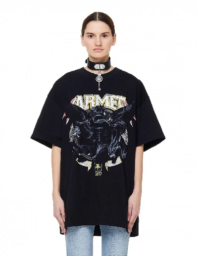 Shop Vetements Black Cotton Armee T-shirt
