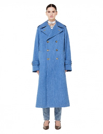 Shop Junya Watanabe Blue Denim Trench Coat