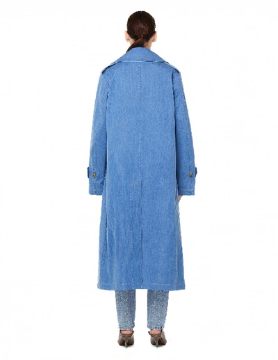Shop Junya Watanabe Blue Denim Trench Coat