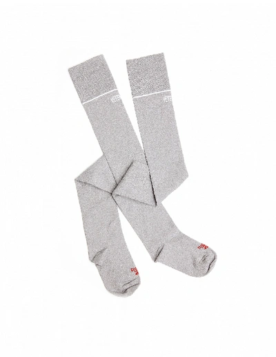 Shop Vetements Lurex Knee High Socks In Silver