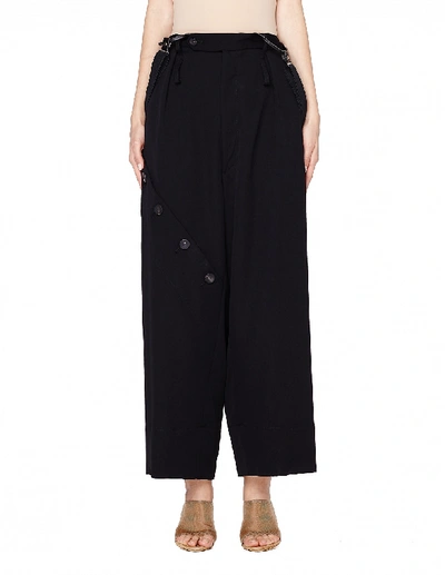 Shop Yohji Yamamoto Wool Braced Trousers In Black