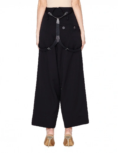 Shop Yohji Yamamoto Wool Braced Trousers In Black