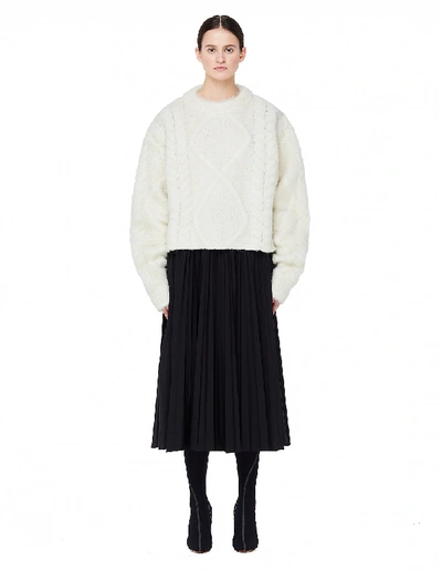 Shop Maison Margiela Black Tech-fabric Pleated Midi Skirt
