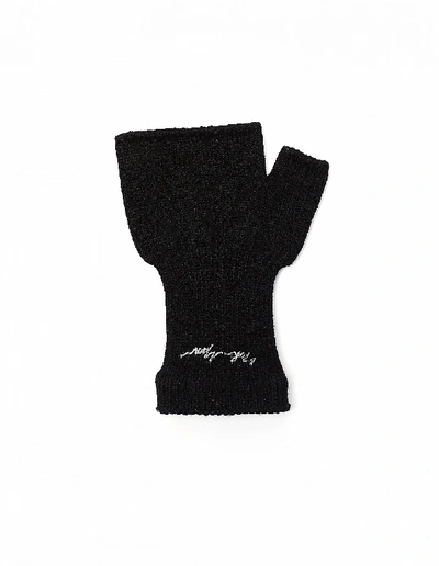 Shop Yohji Yamamoto Black Logo Printed Glove