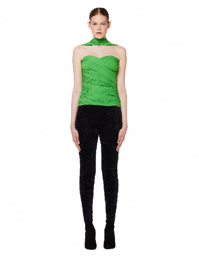 Shop Balenciaga Green Draped Top