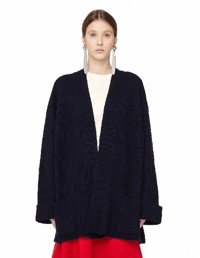 Shop The Row Carissa Silk And Cashmere Cardigan In Navy Blue
