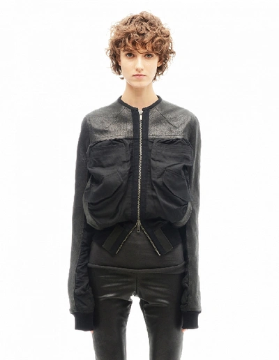 Shop Haider Ackermann Leather And Cotton Bomber In Black