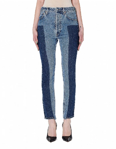 Shop Vetements Blue Patchwork Jeans